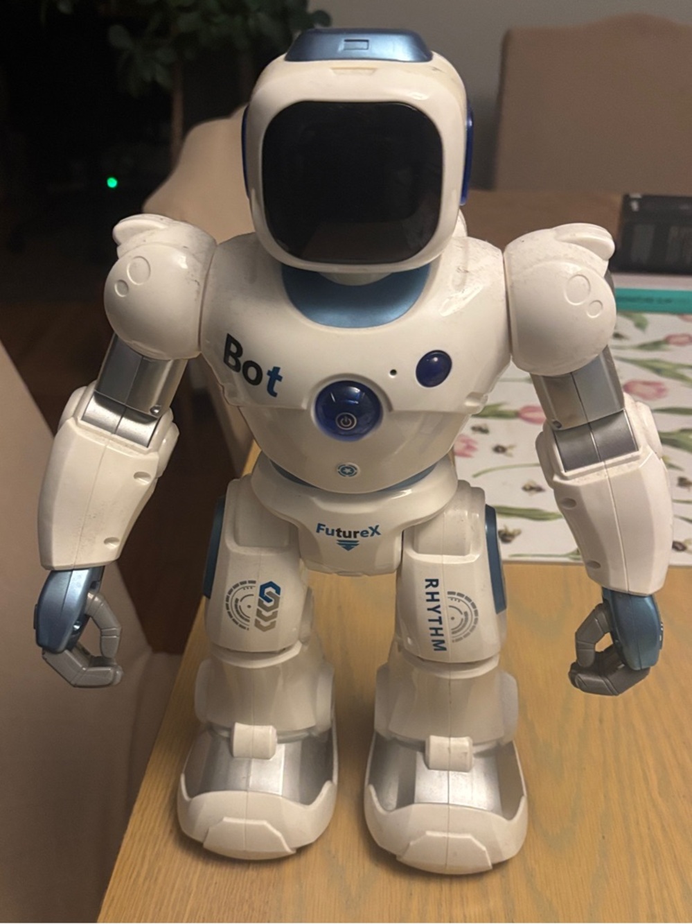 White and Blue Interactive Robot Toy - Bot